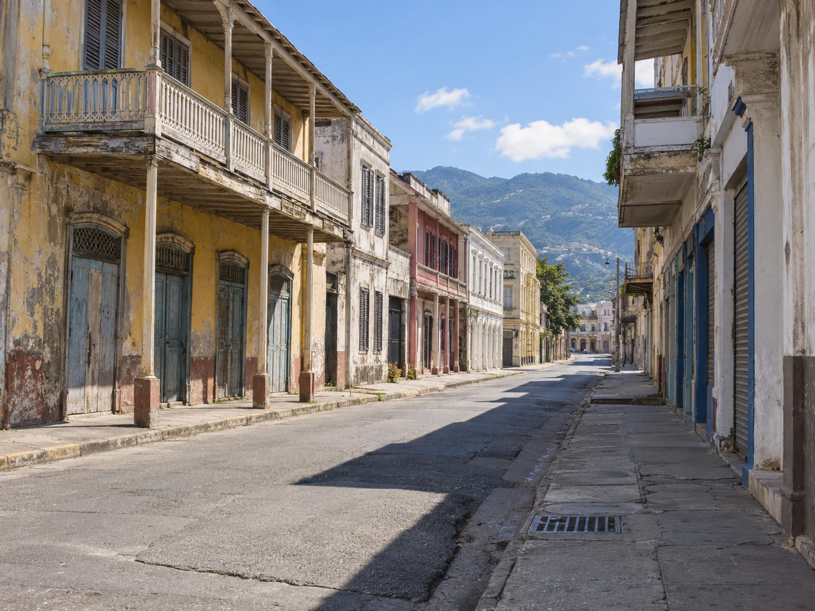 A quiet downtown Kingston street of older two-storey shop buildings in afternoon light